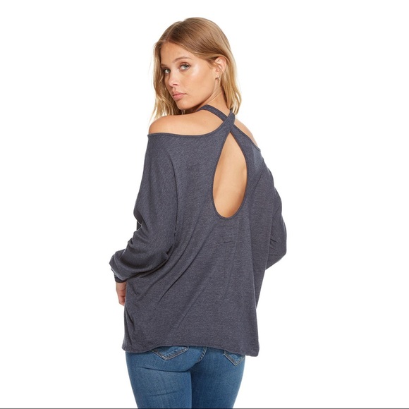 Chaser Cross Cut Out Dolman Long Sleeve Purple Size Medium NWT - Picture 2 of 5